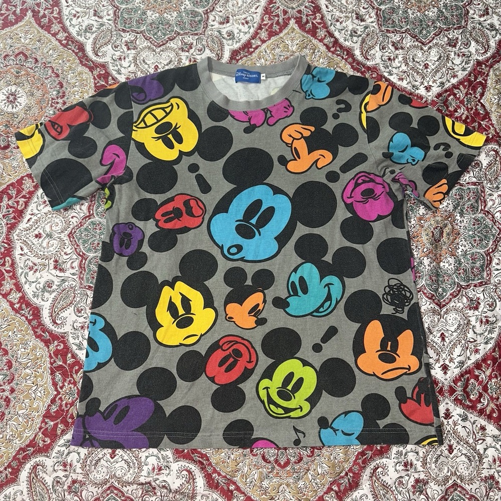 Disney Tokyo Resort Multi Colored Mickey Mouse T-Shirt Gray Short‎ Sleeve Medium